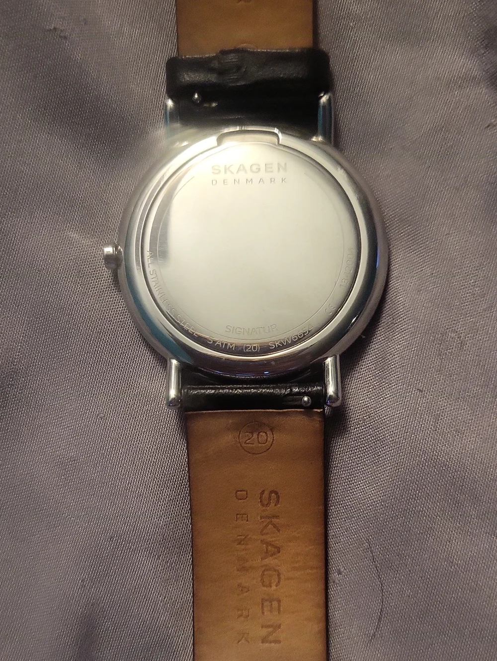 Skagen Denmark Signature Black Unisex Watch Quartz Movement Leather Strap